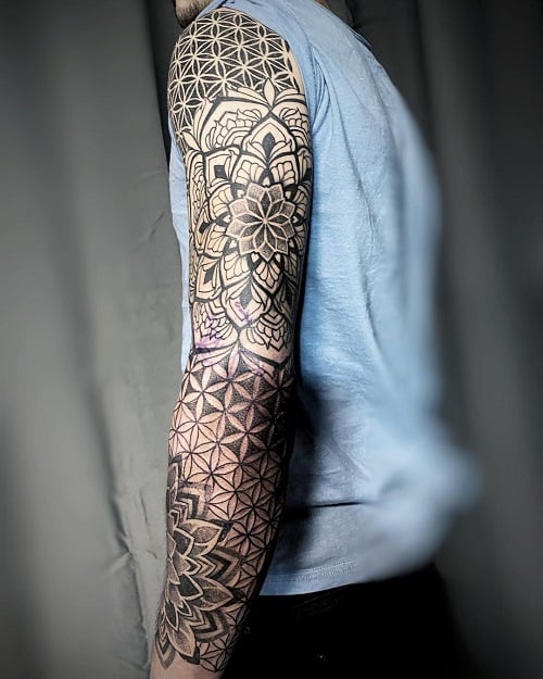 Flower of Life Dotwork Tattoo