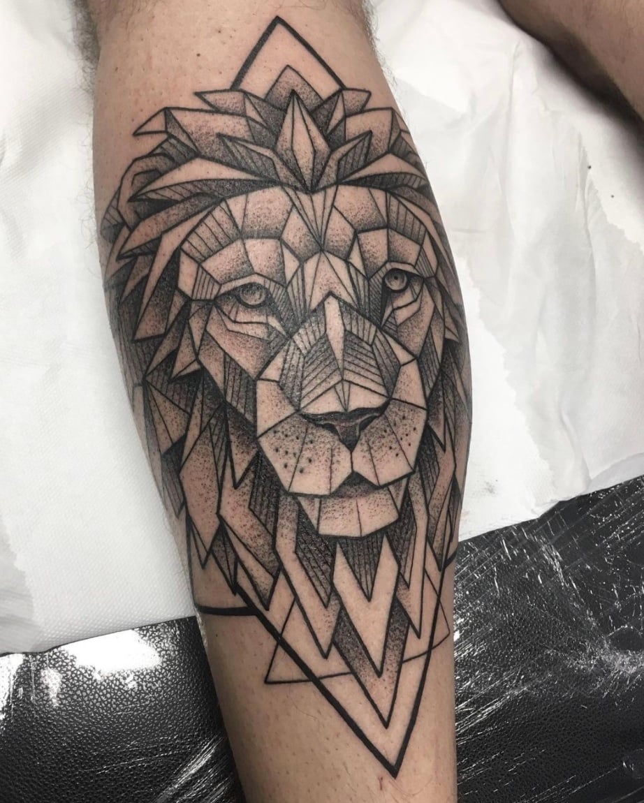 Geometric Lion Tattoo