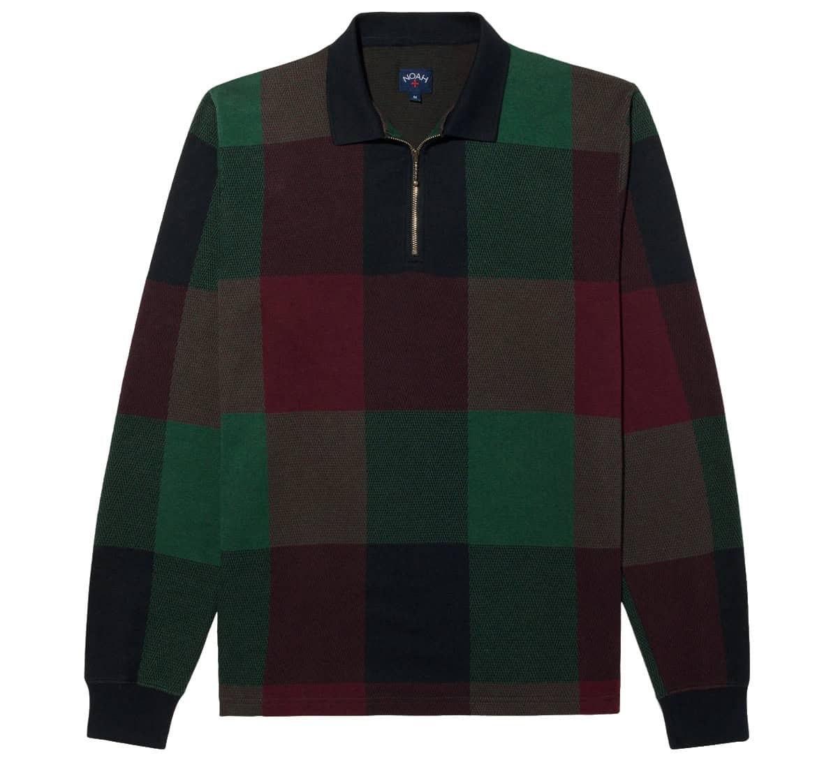 Noah Buffalo Plaid Zip Polo
