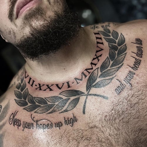 Roman Numeral Neck Tattoo