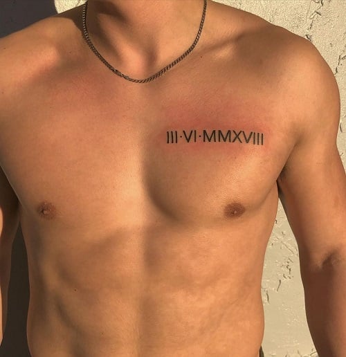 Roman Numeral Tattoo on Chest