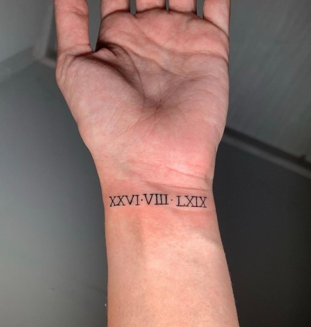 Roman Numeral Wrist Tattoo