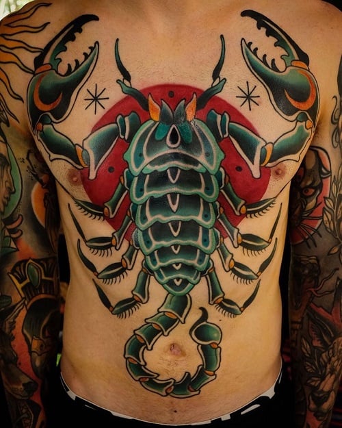 Scorpion Chest Tattoo