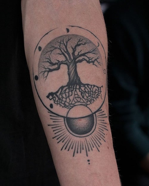 Stick and Poke Tree Tattoo