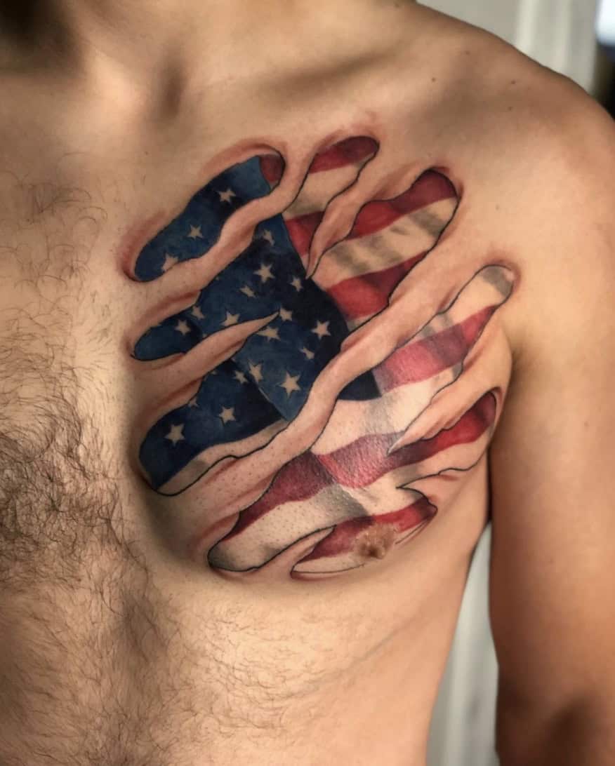Tattered American Flag Tattoo