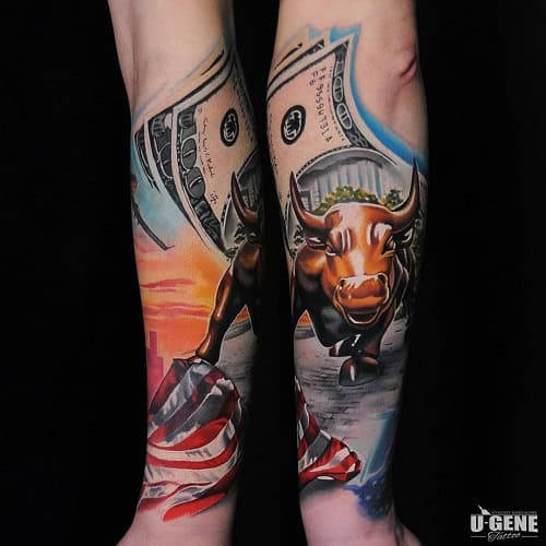 Wall Street Bull Tattoo
