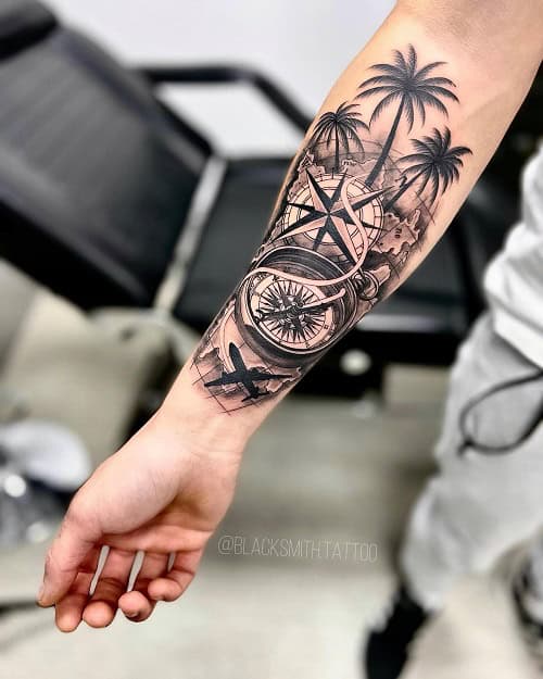 3D Compass Tattoo