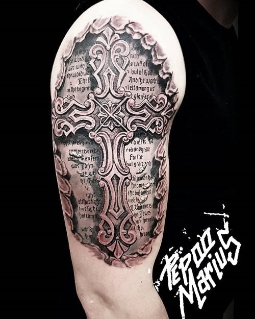 3D Cross Tattoo