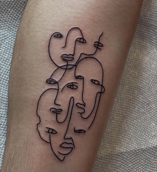 Abstract Face Line Tattoo