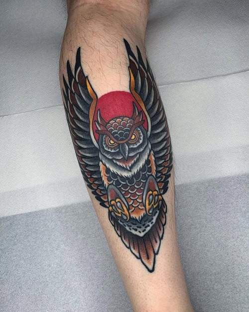 American Traditional Owl Tattoo