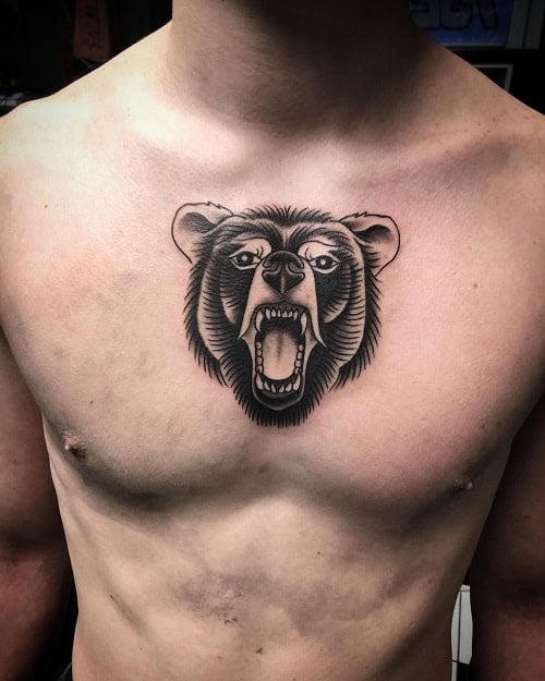 American Traditional Bear Tattoo