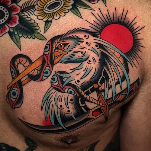 American Traditional Bird Tattoo
