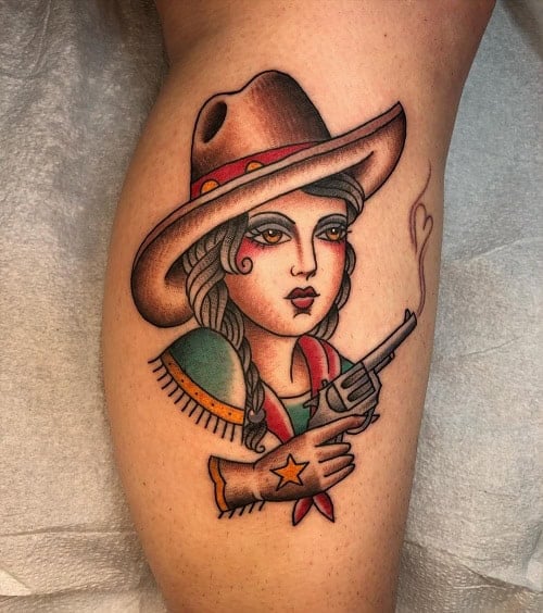 American Traditional Cowboy Tattoo