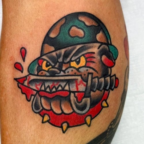 American Traditional Dog Tattoo