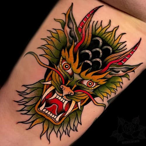 American Traditional Dragon Tattoo