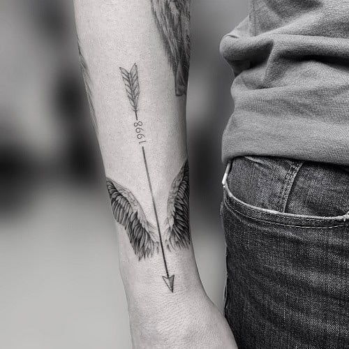 Arrow with Angel Wings Tattoo