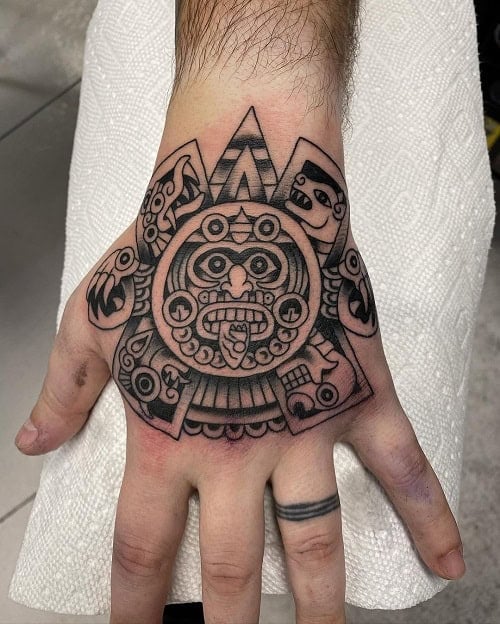 Aztec Hand Tattoo