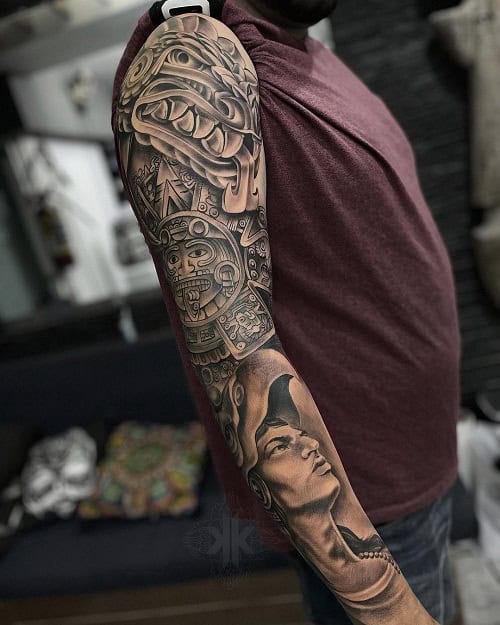 Aztec Sleeve Tattoo