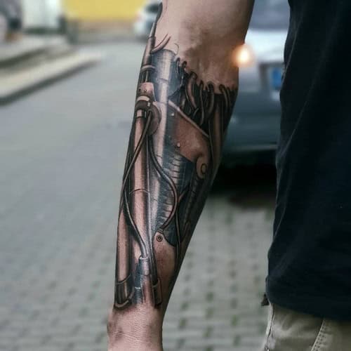 Biomechanical Forearm Tattoo
