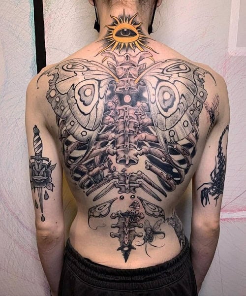 Biomechanical Spine Tattoo
