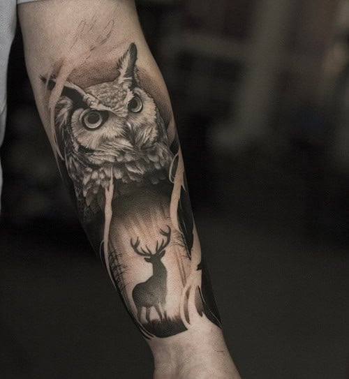 Blackwork Nature Tattoo