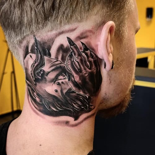 Demon Neck Tattoo