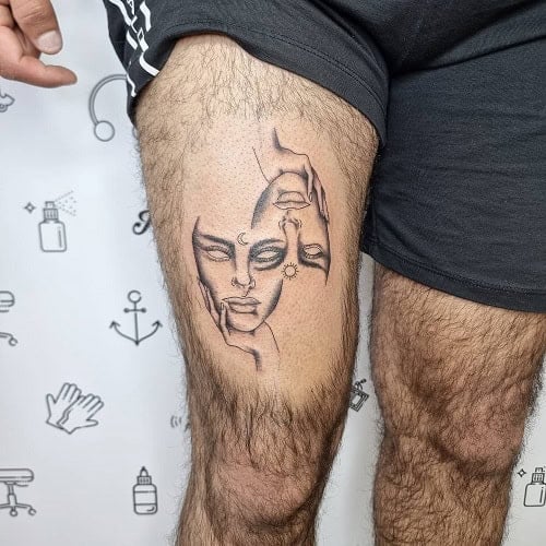 Gemini Thigh Tattoo
