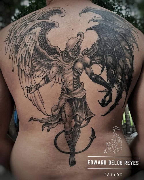 Half Angel Half Demon Tattoo