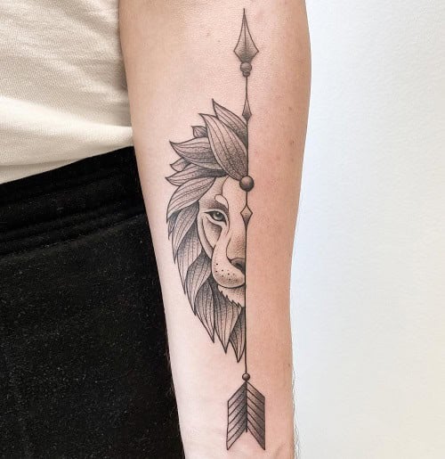 Lion Arrow Tattoo