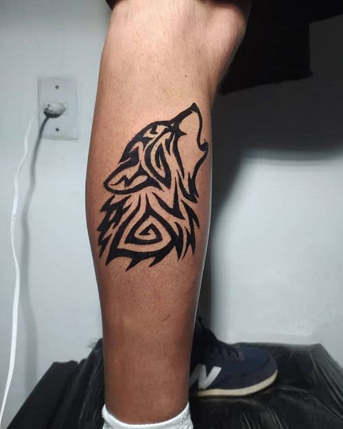 Simple Tribal Wolf Tattoo