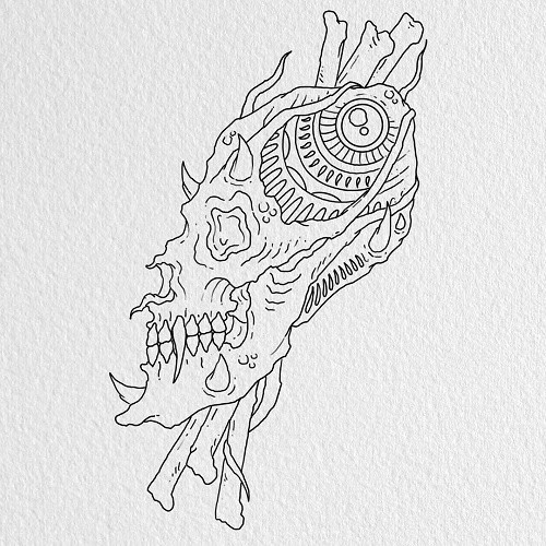 Stencil Biomechanical Tattoo