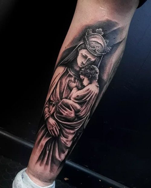 Mary and Baby Jesus Tattoo