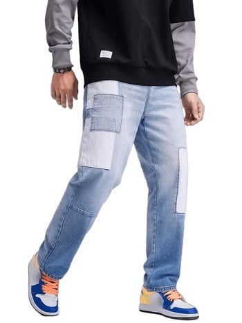 Shein's Men Patchwork Jeans