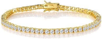 GEMSME 18K Gold Plated Cubic Zirconia Classic Tennis Bracelet