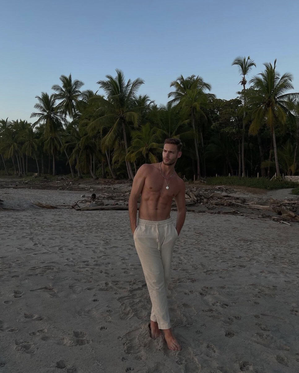 Man wearing beach pants 