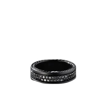 David Yurman Streamline Two-Row Band In Black Titanium With Black Diamonds