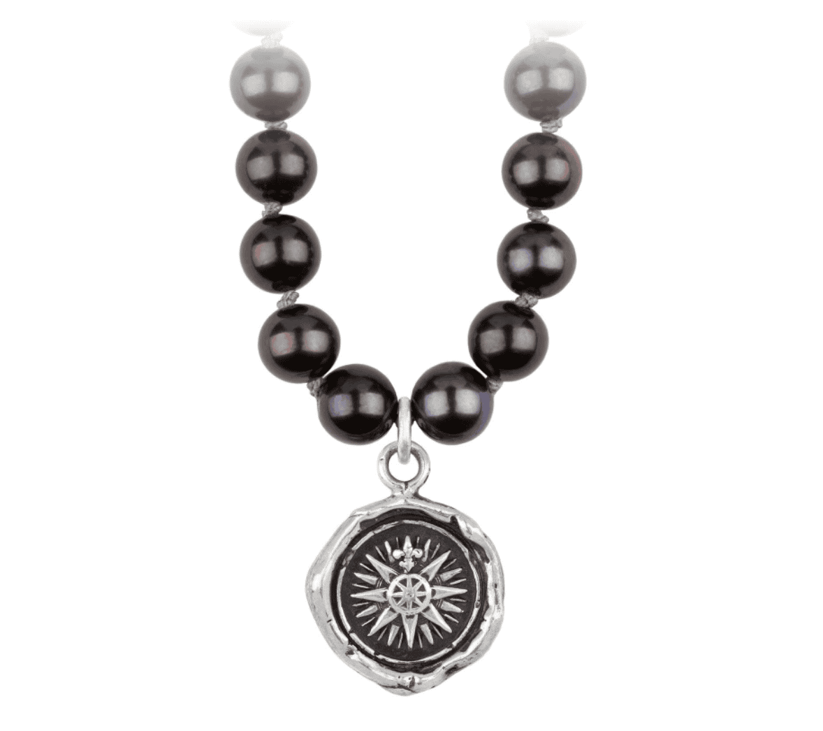 Mens black pearl necklace