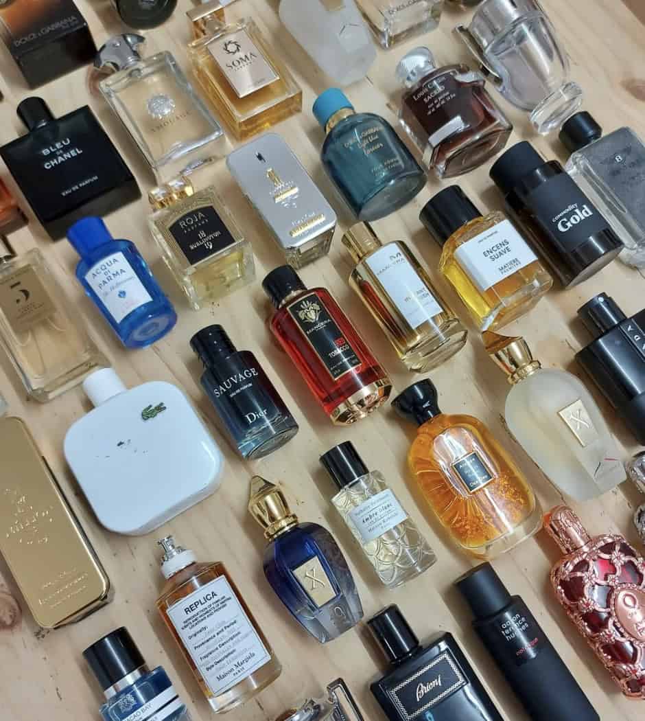 flat lay of cologne