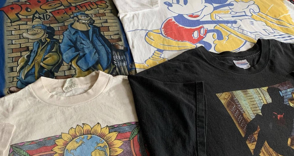 Flat lay of the best graphic tees