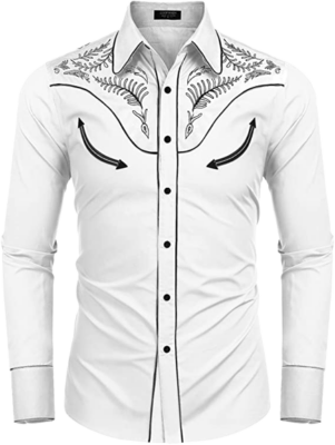 Coofandy Western Embroidered Shirt