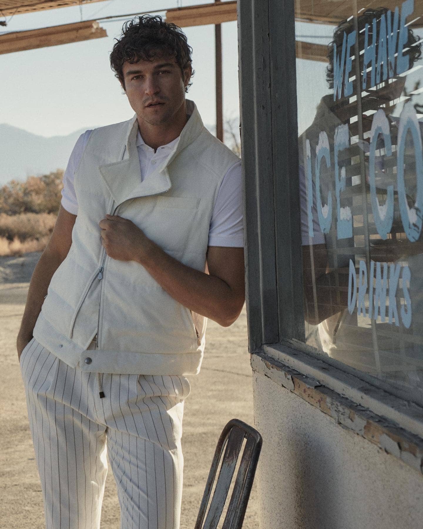 Man wearing white athleisure outfit