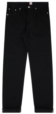 A pair of Edwin Loose Straight Jeans Haihara Purple x White Selvage 11oz Black Rinsed