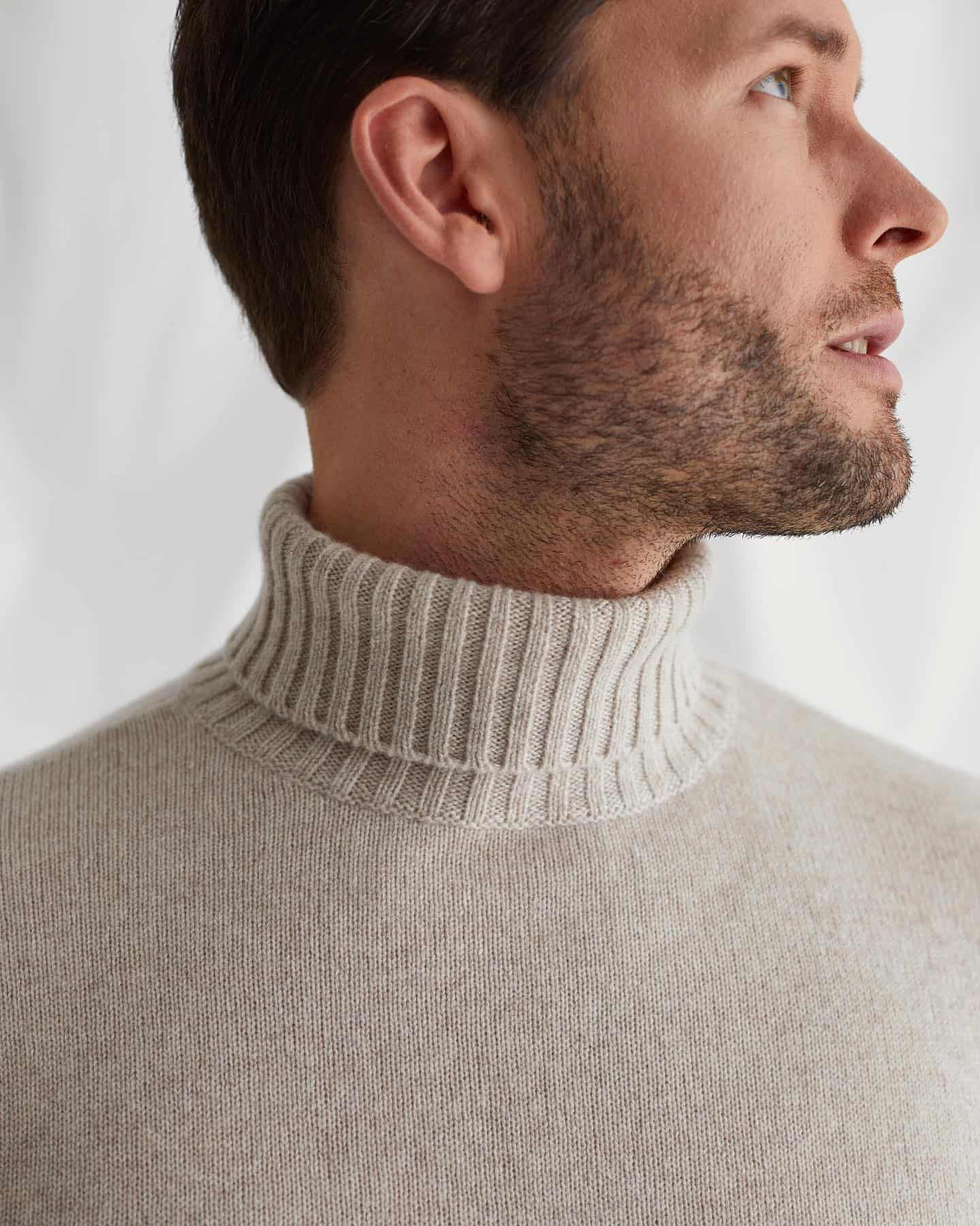 Man wearing turtleneck top