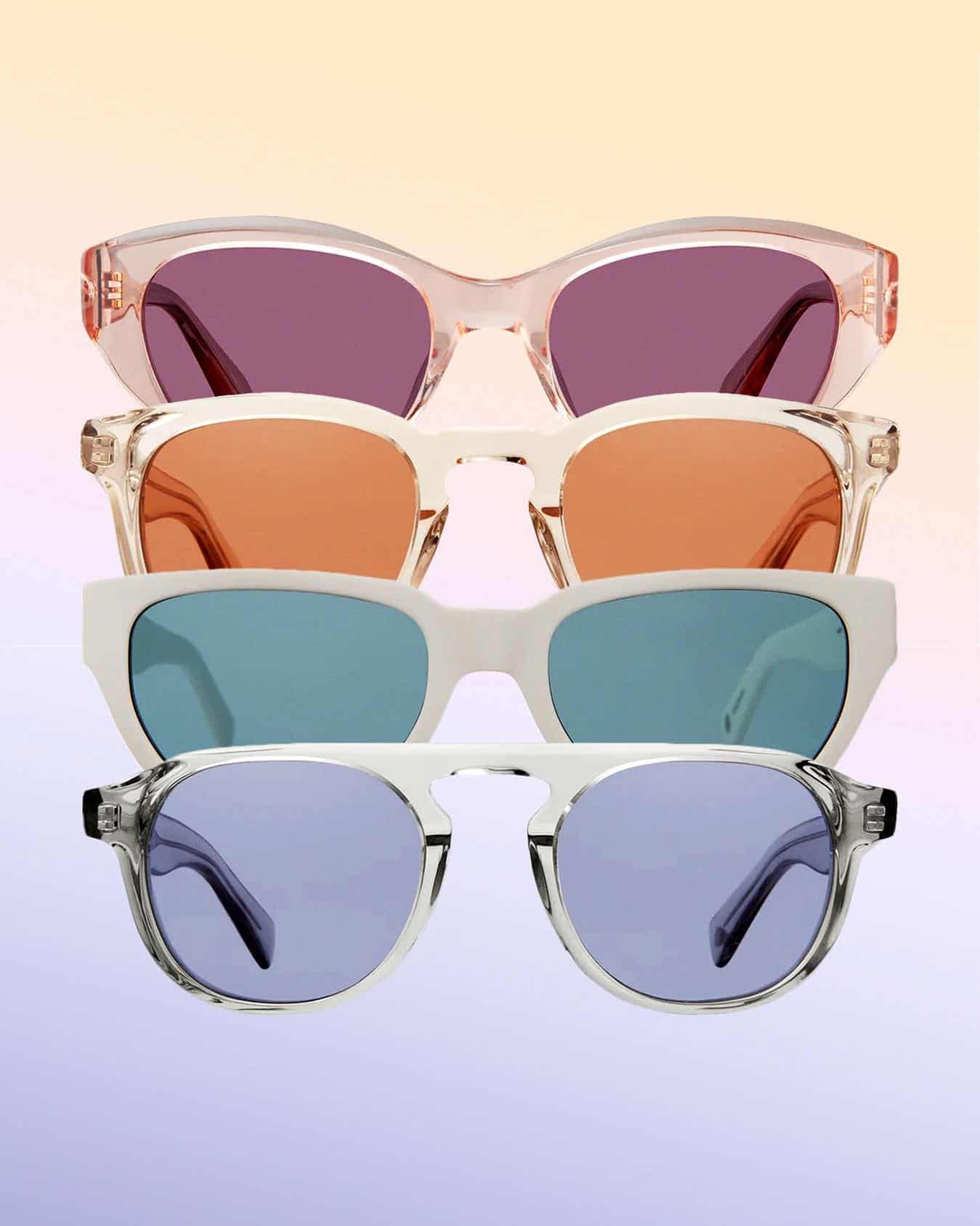 Polarized sunglasses with different colors of lens for Garrett Leight
