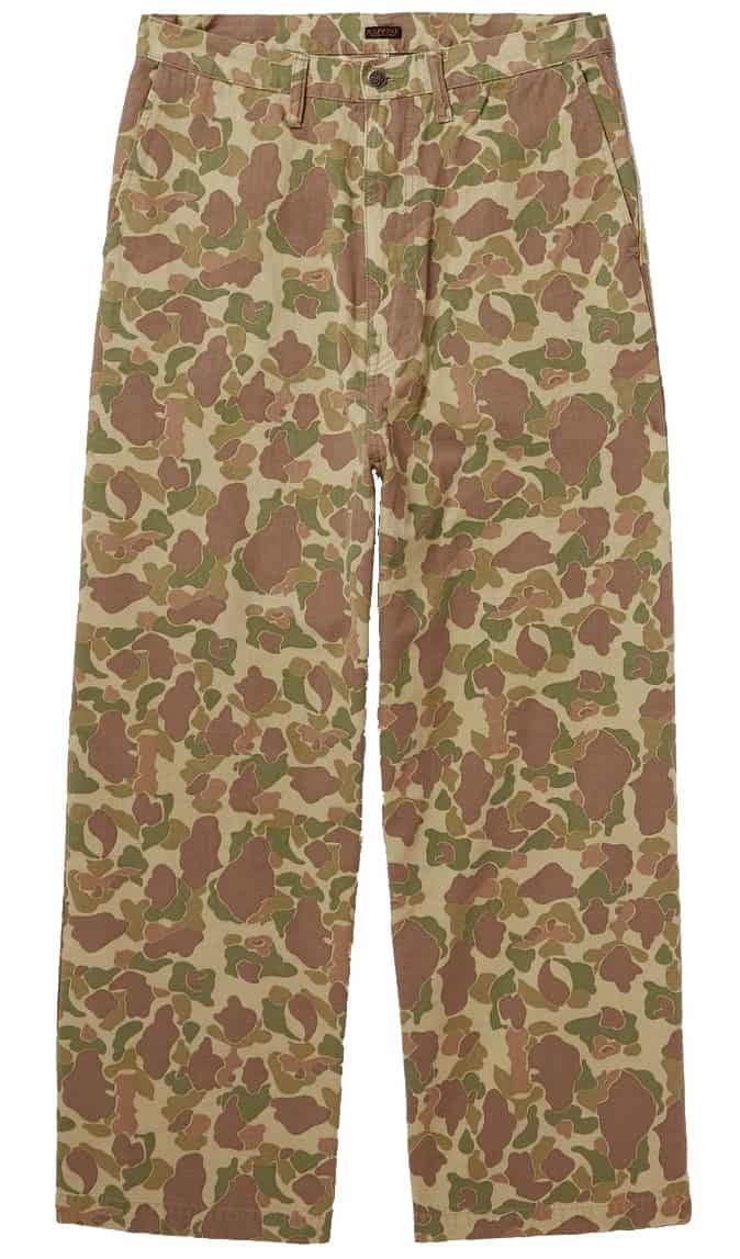 KAPITAL Port Straight-Leg Camouflage-Print Herringbone Cotton Trousers