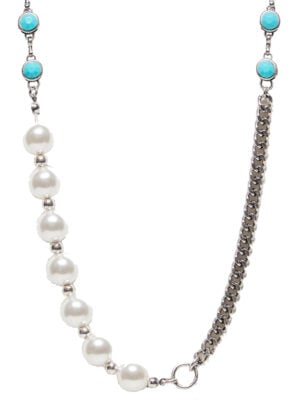 Reclaimed Vintage unisex necklace with silver beads and pearls