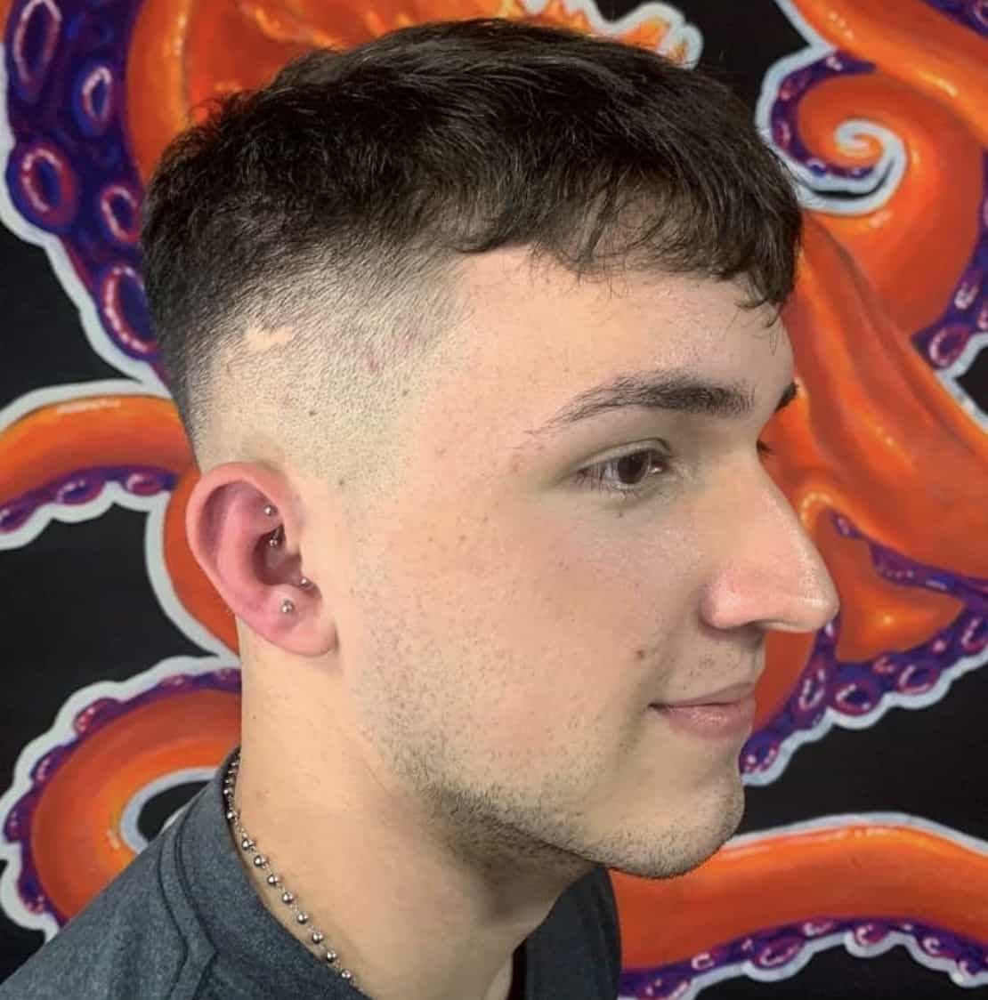 close up of a rook piercings