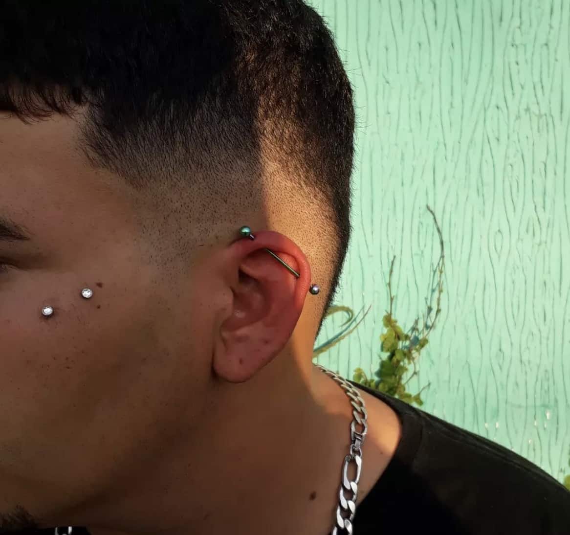 close up of an industrial piercing