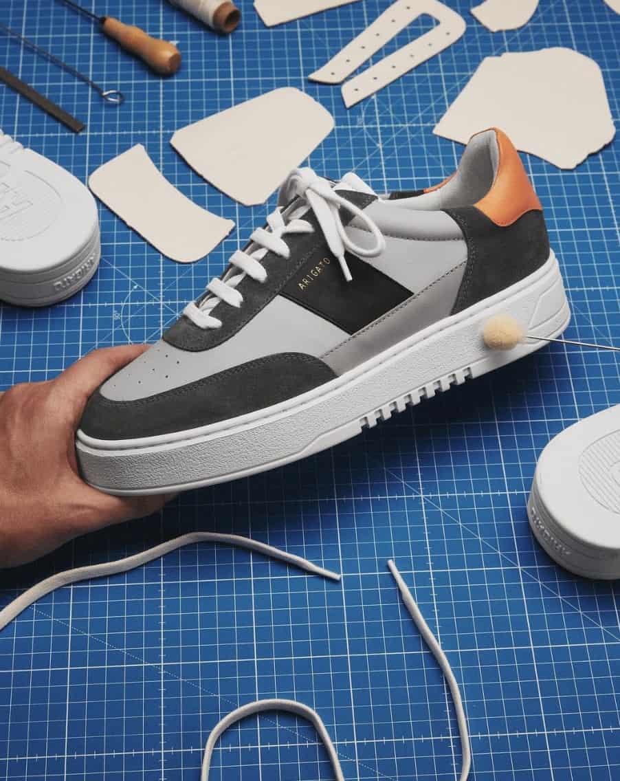 shoe on a cutting mat, shoe templates around the shoe