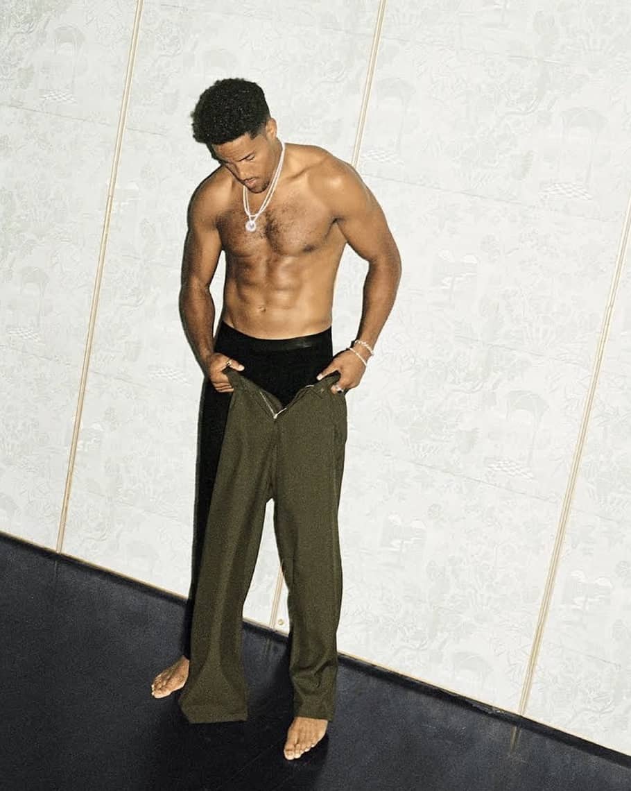 Man putting pants on 